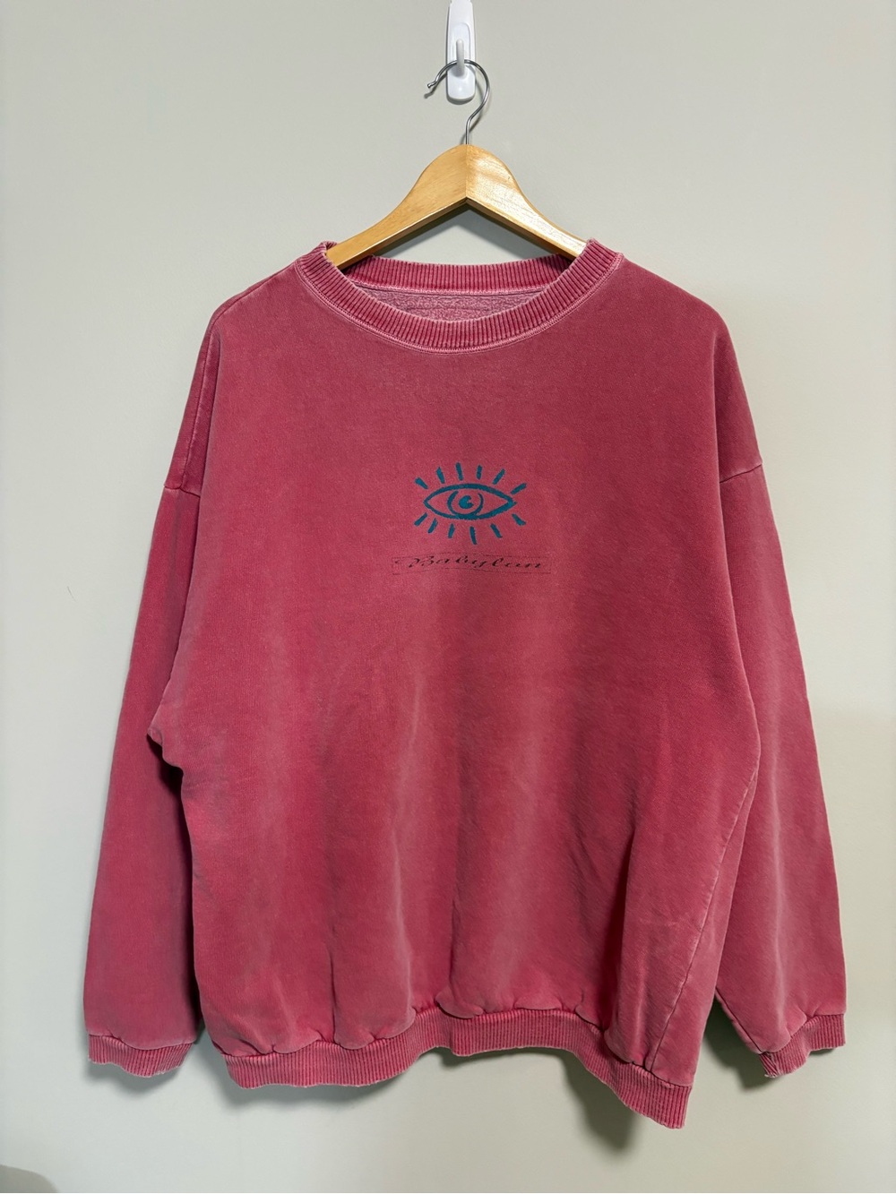 VTG 1990s Babylon Outfitters Distressed Pink Graphic Pullover Sweatshirt XL